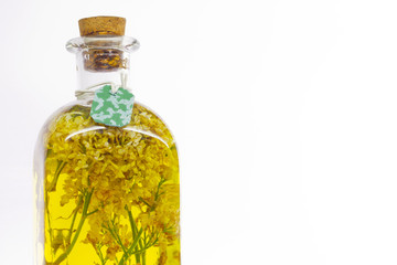 Bottle of scent of lilac isolated on white