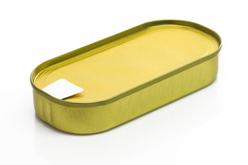 Golden tin can isolated on white