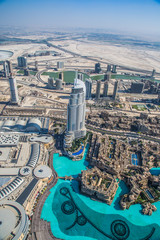 Fototapeta premium Dubai downtown. East, United Arab Emirates architecture. Aerial