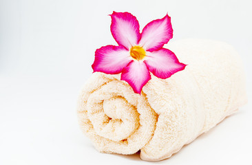 Obraz na płótnie Canvas Spa towel with flower.