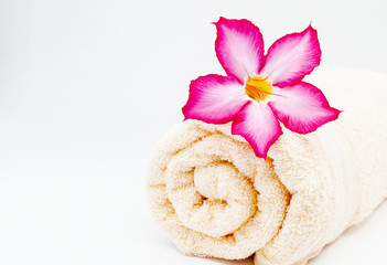 Spa towel with flower.