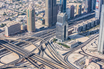 Naklejka na ściany i meble Dubai downtown. East, United Arab Emirates architecture. Aerial