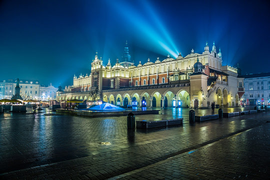 Fototapeta Poland, Krakow. Market Square at night.