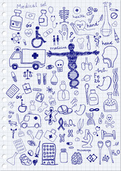 Medical Icons on paper background
