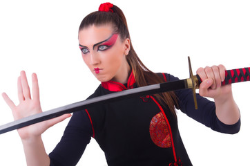 Woman in japanese martial art concept