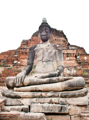 old Buddha in temple ,Ayutthaya,thailand