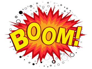 Yellow cartoon boom illustration on white background © anasztazia