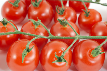 gros plan de tomates cerise en grappe