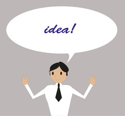 illustrazione di personaggio con fumetto che ha un'idea