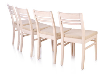 Row of chairs isolated on the white