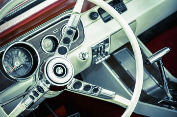 retro toned American muscle car interior