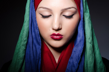Muslim woman with headscarf in fashion concept