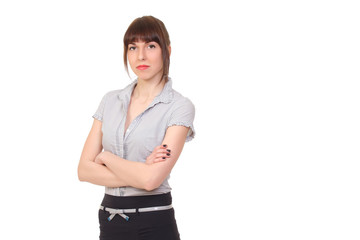 Smiling business woman. Isolated over white background