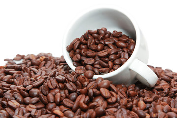 cup of coffee with coffee bean inside