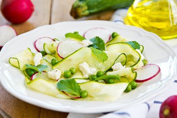 Zucchini with Pea and Feta salad