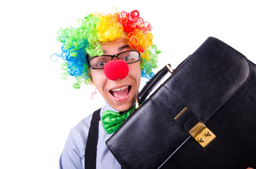 Clown businessman isolated on white