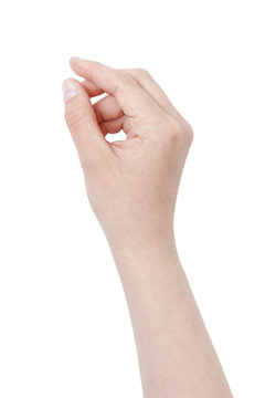 female teen hand to hold something like pen
