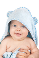 Closeup portrait of smiling cute baby