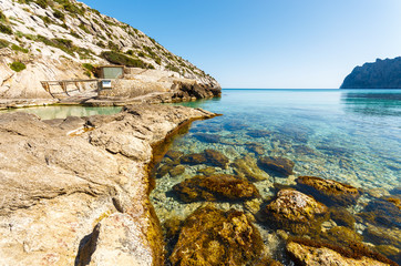 Beautiful bay turquoise sea water, Cala San Vicente, Majorca