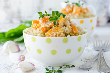 Quinoa with pumpkin . Selective focus