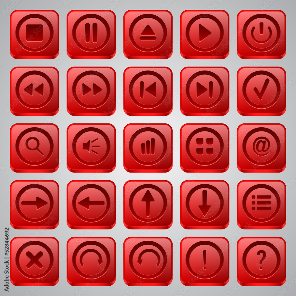 Poster red buttons vector set