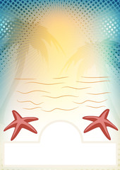Fototapeta na wymiar sfondo spiaggia tropicale stelle marine