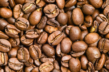 Brown background of coffee beans