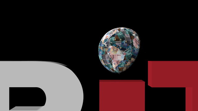 Euro globe and austerity text with Italian flag illustration