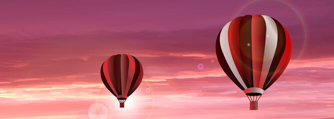 Obraz premium Vector hot air balloon on sky