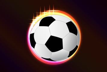 Fototapeta na wymiar Vector glow circle with soccer ball