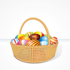 Big Easter Basket with Eggs. Illustration