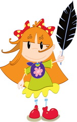 Little girl with an feather