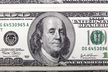 Benjamin Franklin 100 Dollar Bill Portrait