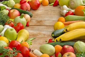 Raw organic fruits and vegetables - vegan food
