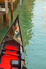 Close-up of venetian gondola boats. Venice. Italy. © ysbrandcosijn