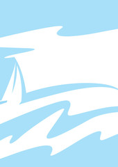 vector sea background with sailing boat