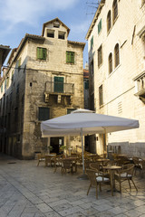 Fototapeta na wymiar Outdoor cafe in old town, Split, Croatia