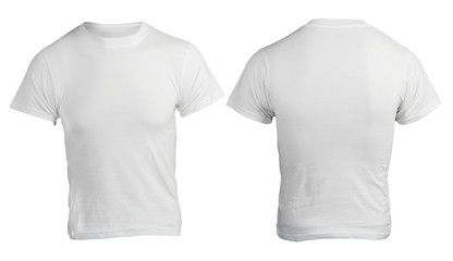 White men's blank shirt template, front and back