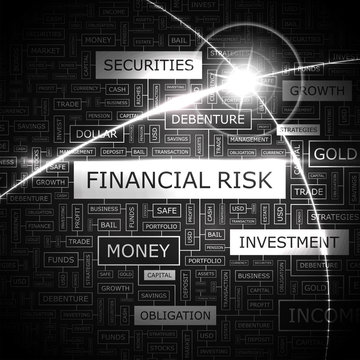 FINANCIAL RISK. Word cloud concept illustration.  