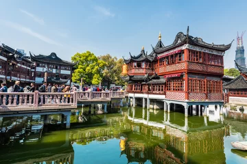 Foto op Plexiglas oudste theehuis van Fang Bang Zhong Lu oude stad shanghai china © snaptitude