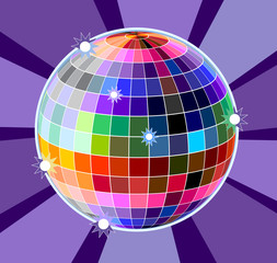 Colorful shiny disco ball