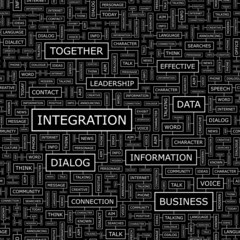 INTEGRATION. Word cloud concept illustration.  