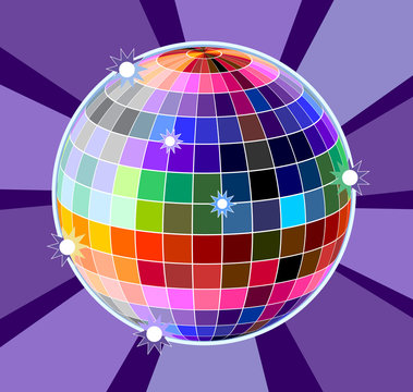 Colorful shiny disco ball