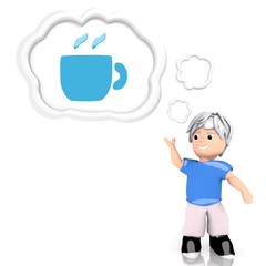 restaurant sign  thought by a 3d character