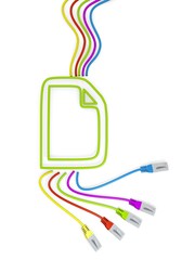 document symbol with colourful network cable