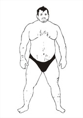 chubby man nude sketch vector