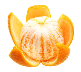 Open orange fruit isolated.