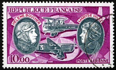 Postage stamp France 1972 Helene Boucher and Maryse Hilsz