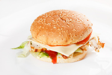 burger on the white