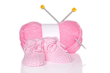 Baby girl knitted booties